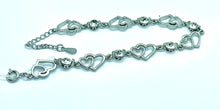 Load image into Gallery viewer, Bracelet - Swarovski Crystal Stones &amp; Silver Hearts
