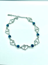 Load image into Gallery viewer, Bracelet - Swarovski Crystal Stones &amp; Silver Hearts

