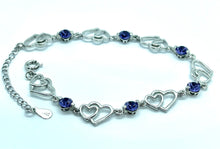 Load image into Gallery viewer, Bracelet - Swarovski Crystal Stones &amp; Silver Hearts
