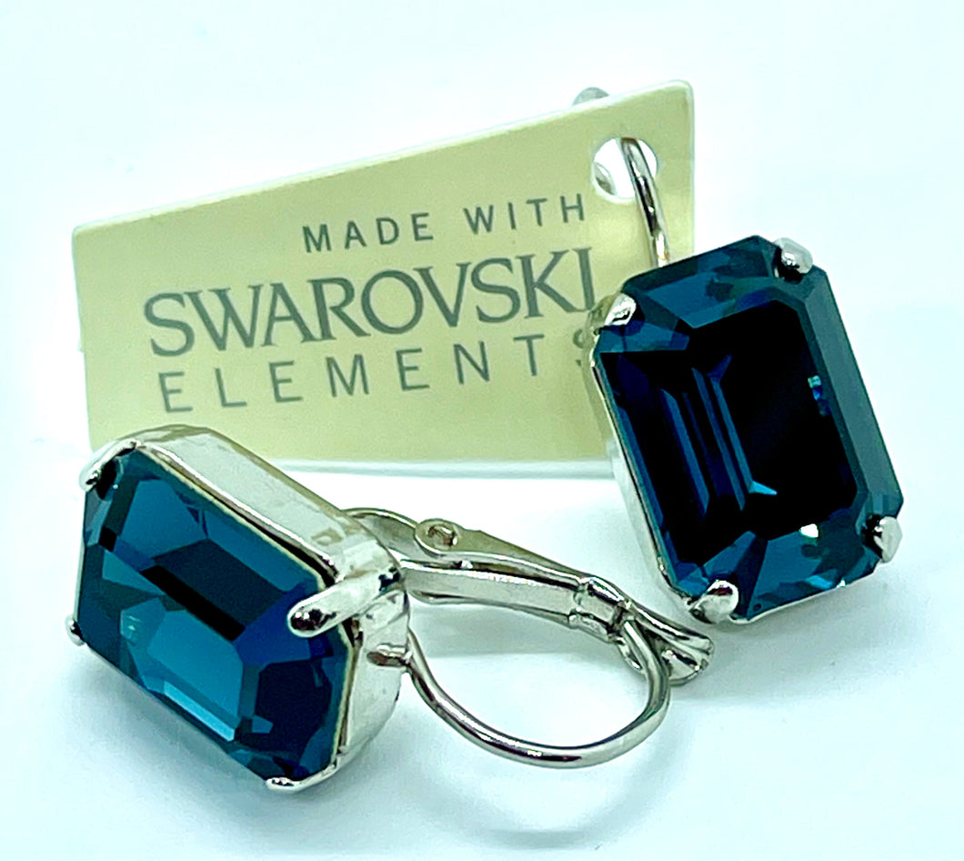 Earrings - Swarovski Hook - Octagonal 14x10 (lge)