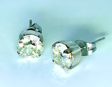 Load image into Gallery viewer, Earrings - Stud Rhodium Base - Swarovski Round Stone (7.5mm)
