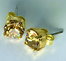 Load image into Gallery viewer, Earrings - Stud Gold Base - Swarovski Round Stone (7.5mm)
