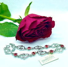 Load image into Gallery viewer, Bracelet - Swarovski Crystal Stones &amp; Silver Hearts
